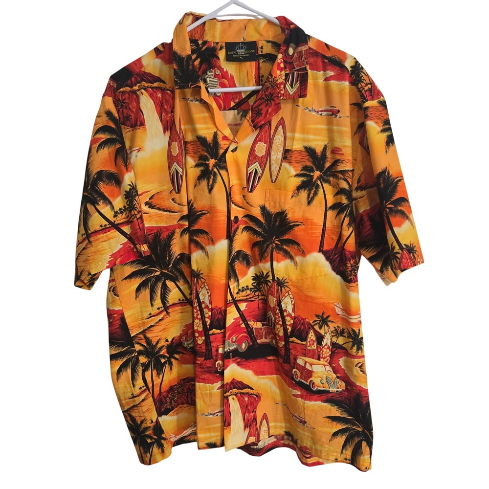 Royal Creations Hawaiian Shirt Men's XL Surfboard Beach Aloha 100% Cotton
